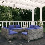 8 Piece Garden Lounge Set with Cushions Poly Rattan Grey