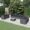 9 Piece Garden Lounge Set with Cushions Poly Rattan Grey