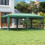 Party Tent with 6 Mesh Sidewalls Green 6×4 m HDPE