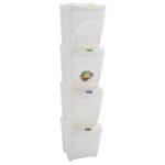 Stackable Garbage Bin Boxes 4 pcs White 100 L Polypropylene