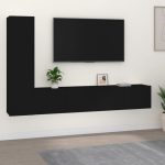 4 Piece TV Cabinet Set Black Engineered Wood