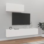 3 Piece TV Cabinet Set White Engineered Wood