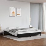 Bed Frame Black 180×200 cm Super King Faux Leather