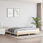 Bed Frame with Headboard Cream 180×200 cm Super King Fabric