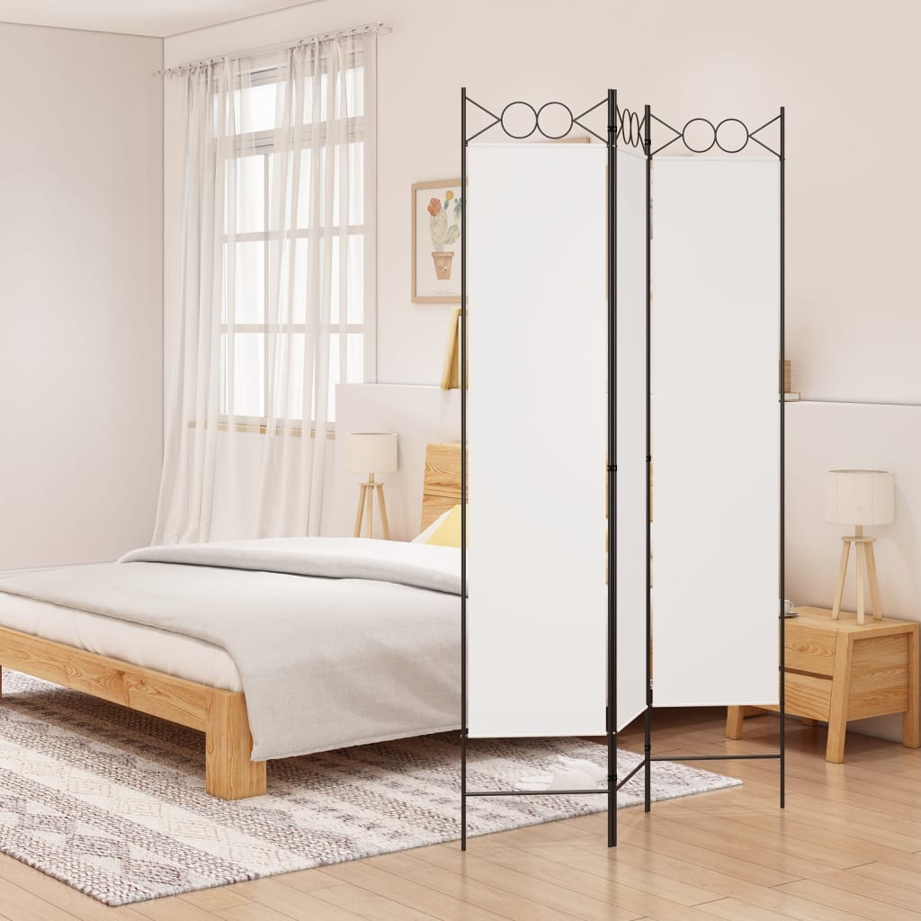 3-Panel Room Divider White 120×200 cm Fabric