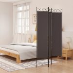 3-Panel Room Divider Brown 120×200 cm Fabric