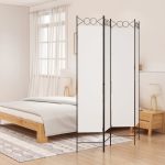 4-Panel Room Divider White 160×200 cm Fabric