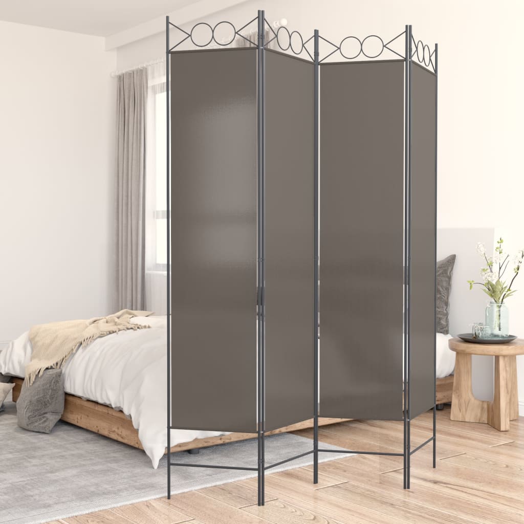 4-Panel Room Divider Anthracite 160×200 cm Fabric