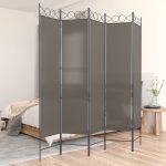 5-Panel Room Divider Anthracite 200×200 cm Fabric