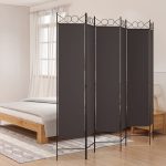 6-Panel Room Divider Brown 240×200 cm Fabric