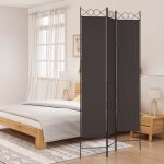 3-Panel Room Divider Brown 120×220 cm Fabric