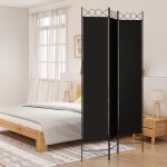 3-Panel Room Divider Black 120×220 cm Fabric