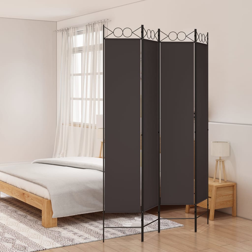 4-Panel Room Divider Brown 160×220 cm Fabric