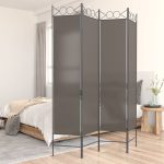 4-Panel Room Divider Anthracite 160×220 cm Fabric