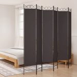 6-Panel Room Divider Brown 240×220 cm Fabric