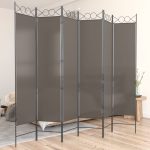 6-Panel Room Divider Anthracite 240×220 cm Fabric