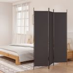 3-Panel Room Divider Brown 150×200 cm Fabric