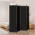 4-Panel Room Divider Black 200×200 cm Fabric