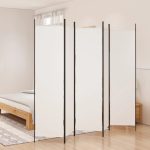 5-Panel Room Divider White 250×200 cm Fabric