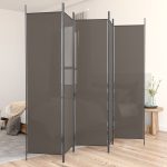 5-Panel Room Divider Anthracite 250×200 cm Fabric