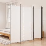 6-Panel Room Divider White 300×200 cm Fabric