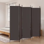 6-Panel Room Divider Brown 300×200 cm Fabric