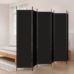 6-Panel Room Divider Black 300×200 cm Fabric