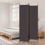 3-Panel Room Divider Brown 150×220 cm Fabric