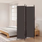 4-Panel Room Divider Brown 200×220 cm Fabric