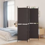 3-Panel Room Divider Brown 150×180 cm Fabric