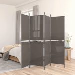 4-Panel Room Divider Anthracite 200×180 cm Fabric