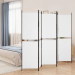 5-Panel Room Divider White 250×180 cm Fabric