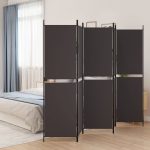 5-Panel Room Divider Brown 250×180 cm Fabric