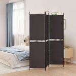 3-Panel Room Divider Brown 150×200 cm Fabric