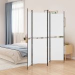 4-Panel Room Divider White 200×200 cm Fabric