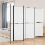 6-Panel Room Divider White 300×200 cm Fabric