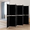 6-Panel Room Divider Black 300×200 cm Fabric