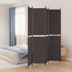 4-Panel Room Divider Brown 200×220 cm Fabric