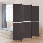 5-Panel Room Divider Brown 250×220 cm Fabric