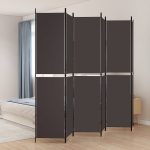 6-Panel Room Divider Brown 300×220 cm Fabric