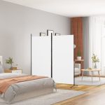 2-Panel Room Divider White 175×180 cm Fabric