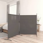 2-Panel Room Divider Anthracite 348×180 cm Fabric