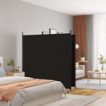 2-Panel Room Divider Black 348×180 cm Fabric