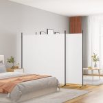 3-Panel Room Divider White 525×180 cm Fabric