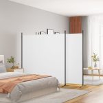 4-Panel Room Divider White 698×180 cm Fabric