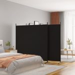 4-Panel Room Divider Black 698×180 cm Fabric