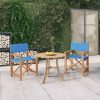 Director’s Chairs 2 pcs Solid Teak Wood Blue