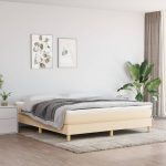 Box Spring Bed Frame Cream 180×200 cm Super King Fabric