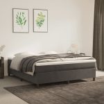 Box Spring Bed Frame Dark Grey 180×200 cm Super King Velvet