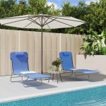 Folding Sun Loungers 2 pcs Blue Textilene and Steel